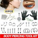 41 Pcs Professional Body Piercing Tool Kit Ear Nose Navel Nipple Needles Set