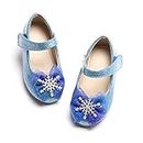 THEE BRON Toddler Girls Shoes Ballet Flats Elsa Princess Dress Shoes for Kids(CA-A2154 Toddler,Blue/10M)