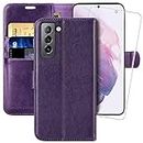 MONASAY Wallet Case for Galaxy S21+Plus 5G,6.7 inch [Screen Protector Included][RFID Blocking] Flip Folio Leather Cell Phone Cover with Credit Card Holder, Purple