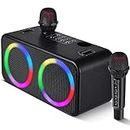 Fansbe Tech Karaoke Microphone Machine Kids Adults, Karaoke Machine Bluetooth Sound Effects, Bluetooth Wireless Speakers Karaoke Machine LED Light TF Card/USB Portable Home Party Outdoor/Indoor