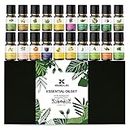 Essential Oils Gift Set for Diffuser Aromatherapy, 20 * 10 ml, 100% Organic Fragrance Oil Kit for Humidifier, Skin Care, Candle Making, Peppermint, Lavender, Eucalyptus, Jasmine, Ylang Ylang & More
