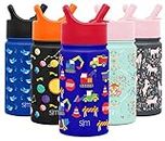 Simple Modern Kids Water Bottle with Straw | Insulated Stainless Steel Reusable Tumbler for Toddlers, Girls, Boys | Summit Collection | 14oz | Under Construction
