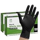 [200 Count] Black Nitrile Disposable Gloves 6 Mil. Extra Strength Latex & Powder Free, Chemical Resistance, Textured Fingertips Gloves - Medium