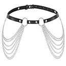 Leather Chest Body Chain Harness Waist Belt Leg Chain Rave Nightclub Accessories for Women, General, Leather
