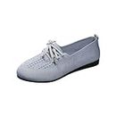 White Sneakers 2024 Winter Closed Toe Sandals Women Solid Flat Shoes Round Toe Weave Shallow Cut Hollow Breathable Sleeve Sole Work Shoes Daily Z-884 Gray 5