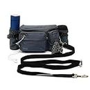 TUDEQU 4-IN-1 Hands Free Dog Zero Shock Absorbing Bungee Leash with a Multifunctional Waist Bag, 5.8FT/178cm Leash with Car Seat Belt Buckle and Reflective Threading (YBGS GREY BLUE BAG+BLACK LEASH)