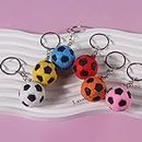 Laxmi Collection 12 Pcs Cute Football Soccer Theme Keyrings Key Chains For Kids Boys Girls & Children Birthday Return Gifts In Bulk Pinata Filler-Multicolor-Pack Of 12