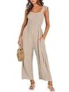 ANRABESS Jumpsuits for Women Casual Dressy Linen Rompers 2024 Summer Beach Travel Outfits Sleeveless Loose Smocked Wide Leg Jumpsuit Jumpers with Pockets 1475mixing S
