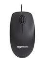Amazon Basics Wired Mouse up to 1000 DPI I Upper Shell : Black Plastic Surface I Black