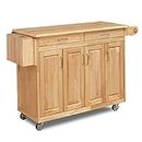 Homestyles General Line Kitchen Mobile Cart with Drop Leaf Breakfast Bar, 54 Inches Wide, Natural Hardwood, FURNITURE