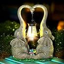 Elephant Statues Garden Decor with LED Solar Lights-Set of 2 Good Luck Elephant Outdoor Statue Decorations for Yard Patio,Porch,Home -Mothers Day Gifts for Women, Mom, Grandma,Lover (Elephants)