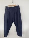 High Tech Everyday Couture Navy White Pinstripes Wide Leg Crop Size 16