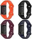 TenCloud 4-Pack Straps intended for Fitbit Charge 5 Replacement Adjustable Wristbands Soft Silicone Sport Bands fit intended for Fitbit Charge 5 Tracker (Orange+Wine+Black+Nave Blue)