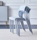 Stackable Modern Grey Plastic Kitchen Dining Chair Set of 4 for Pub & Bar