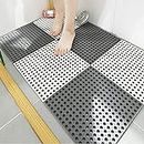 BHRAKUTI Interlocking Rubber Floor Tiles Mats Bathroom Tile with Drain Holes Massage Soft Cushion Flooring Tiles for Pool Shower Bathroom Deck Patio Garage (12)
