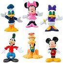 Skytail 6 Pcs Donald-Duck Mini Figures Sets for Cake Topper Decorating, PVC Present Mickey-Minnie Mouse dis-ney Table Decor Themed Party Decorations Photo for Kids Birthday Party Supplies Toy Dolls