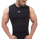 ReDesign Apparels Men's Nylon Sleeveless Compression Top for Sports (Black, XXXL)