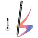 Tukzer Universal Stylus Pen for Smartphone/Tablet/iPad/Pro/Air/iPhone/iOS/Android/All Touch Screens Devices| Fine Point Disc Tip, Lightweight Aluminum Body Magnetic Cap Drawing Writing (Black)