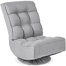Best Choice Products Reclining Folding Floor Gaming Chair for Home, Office, Lounging, Reading w/ 360-Degree Swivel, 4 Adjustable Positions, Tufted Cushions - Gray