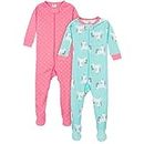 Gerber Baby Girls' 2-Pack Footed Pajamas, Unicorns Pink, 9 Months