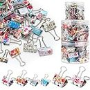 112 Pcs Binder Clips Floral Binder Clips Cute Binder Colored Binder Clips Paper Clips Large Binder Clips Office Supplies Metal Clips with Box for Office, School, Home, 0.75 Inch, 0.98 Inch, 1.26 Inch