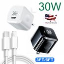 30W Fast Charger Block USB Type C Wall Power Adapter For iPhone 14 13 12 11 XR 8