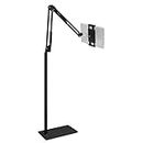 Tablet Floor Stand, Overhead Bed Phone Stand Angle Height Adjustable Holder, Universal Floor Stand Compatible with iPhone iPad Pro Air Mini, Samsung Tab, Kindle, E-Readers
