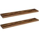 HOOBRO Floating Shelves, Wall Shelf Set of 2, 47.2 Inch Hanging Shelves with Invisible Brackets, for Bathroom, Bedroom, Toilet, Kitchen, Office, Living Room Decor, Rustic Brown BF120BJP201
