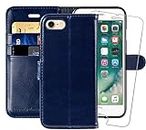 iPhone 6 Wallet Case/iPhone 6s Wallet Case, 4.7-inch, MONASAY [Glass Screen Protector Included] Flip Folio Leather Cell Phone Cover with Credit Card Holder for Apple iPhone 6/6S, Blue