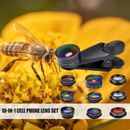 10 In 1 Mobile Phone Lens Kit Telephoto Fisheye Wide Angle Macro Lens W / Clip