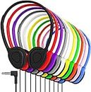 Maeline Bulk On-Ear Stereo Headphones with 3.5 mm Headphone Plug - 20 Pack Wholesale Bundle - Multi Color