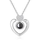 University Trendz I Love You 100 Different Languages Projection Pendant for Women and Girls, Perfect Valentine Gift (Silver)
