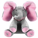 Fresh Fab Finds 12" Stuffed Plush Elephant Doll Peek-a-Boo Elephant Animated Talking Singing Cute Elephant Baby Doll Toy for Toddlers Kids Boys Girls Gift - Pink