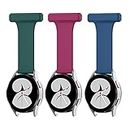 intended for Samsung Galaxy Watch 4 40mm 44mm Band with Pin-On Brooch, Set of 3 Nurse Fob Silicone Strap Doctor Pocket Lapel Clip On Watches intended for Watch 4 Classic 42mm 46mm (3colorC)