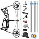 Archery Hunting Compound Bow Dual-Purpose Bow Catapult Steel Ball Bow 35-70lbs Adjustable Compound Bows for Adult Left Hand and Right Hand Outdoor Hunting Fishing Slingshot (Set 2)
