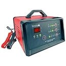 Simply BTC-6015 25Amp 6/12V Heavy Duty Smart Battery Charger with Engine Start Aid - 200AH - LED Output Display - Adjustable - Portable