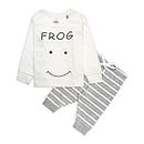 Real Basics Cotton Clothing Sets for Boys & girls - Unisex Clothing sets Full Sleeve T-shirt & Pant -Size(12-18 Months) -Style(White-Frog)