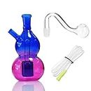 bongbongbong Mini Glass Bong Smoking Pipe Oil Burner Water Portable Bubbler Small Dab Rigs for Bongs Accessories 10mm Send Hose “Nicotine Free”