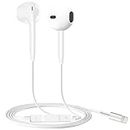 GORPWA iPhone Lightning Headphones [MFi Certified] Lightning HiFi Magnetic Sound Isolating Headphones with Microphone Compatible with iPhone 14/13/12/11/SE/XS, Supports All iOS Systems - White