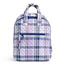 Vera Bradley Cotton Mini Totepack Backpack, Amethyst Plaid - Recycled Cotton, One Size