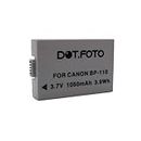 Dot.Foto BP-110 Premium 3.7v / 1050mAh Batería Recargable para Canon LEGRIA/VIXIA HF R20, HF R21, HF R26, HF R27, HF R28, HF R200, HF R205, HF R206