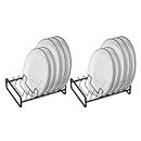 Hikinlichi 8 Slots Plate Holders Organizers Upright Cabinet Dish Drying Racks Metal Plate Dish Organizers Racks Stands for Countertop and Cupboard Black