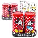 Mickey Mouse Kitchen Accessories - Mickey and Minnie Kitchen Accessories Bundle Includes Red Mickey and Minnie Salt and Pepper Shakers Plus Stickers | Mickey and Minnie Mouse Kitchen Decor