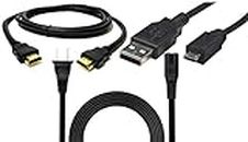 BRENDEZ Replacement Set of Cables,- HDMI Cable with Ethernet Male to Male + USB Cable + Power Cord Compatible with Sony Playstation 4 Pro and Playstation 4 PS4 Gaming Console (6-FEET)