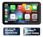 2024 Newest Wireless Apple Carplay & Android Auto Car Radio 7 Inch HD IPS Touchscreen with Voice Control/Bluetooth 5.0/Mirror Link/Siri/FM/TF/AUX Portable Car Stereo