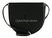 Calvin Klein Jeans Bolso con Bandolera para Mujer Sculpted Mini Saddle Bag Pequeño, Negro (Black/Dark Juniper), Talla Única