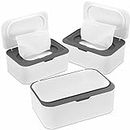 3 Pack Baby Wipes Dispenser Wipes Holder with Lids, Refillable Wipes Container with Sealing Design, Bathroom Tissues Wipes Case Box