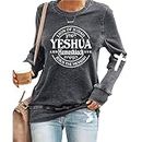 Faithgee Yeshua Hamashiach Sweatshirt Yeshua Lion Sweatshirt Yeshua Shirt Hebrew Christian Gifts for Women Faith Shirts Gray