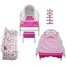 Rehomy Rehomy Princess Furniture Accessories Dresser Set + Sofa Set+Bed Set + Hangers for Bedroom Barbie Doll 8 Items/lot
