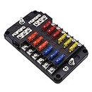 CALANDIS® 12-Way Fuse Panel/Box/Holder 12 in 12 Out Automotive Car Boat Rv Marine
